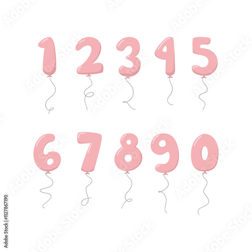 cute number ballons illustration