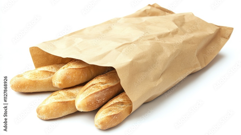 Freshly Baked Bread Sticks Wrapped in Brown Paper Bag Freshly Baked Bread Sticks Wrapped in Brown Paper Bag