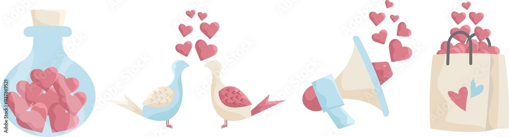 set of heart of love element decoration set of heart of love element decoration
