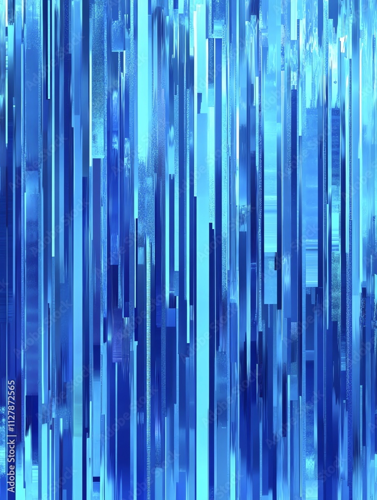 Abstract digital art featuring vertical blue shade lines, ideal for technology-themed projects evoking futuristic and dynamic atmosphere