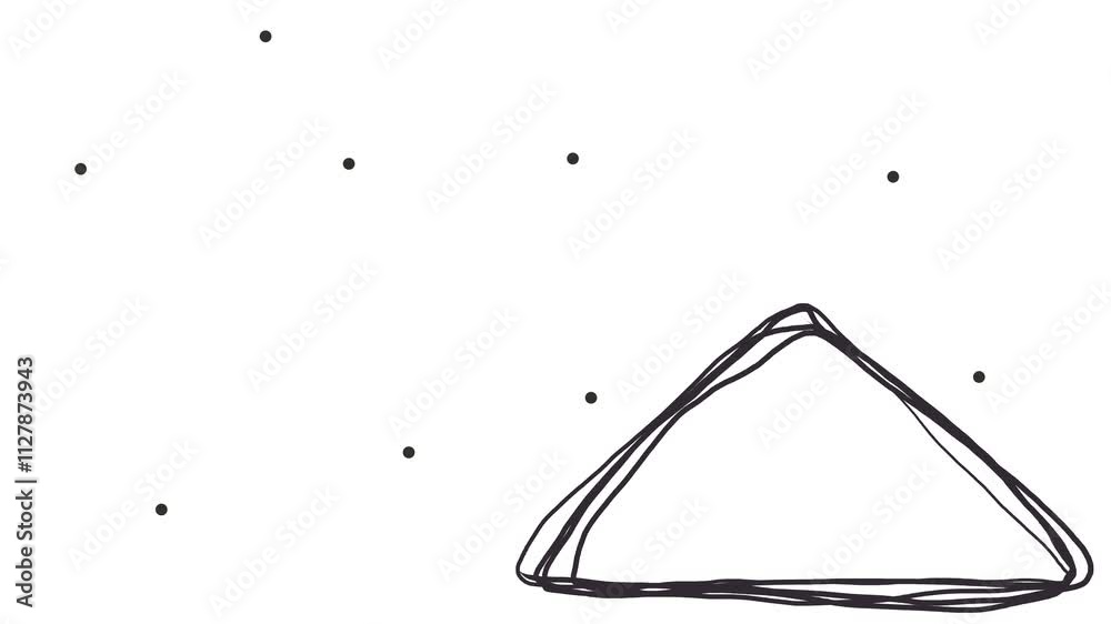 Animation with a drawn triangle and flashing dots.