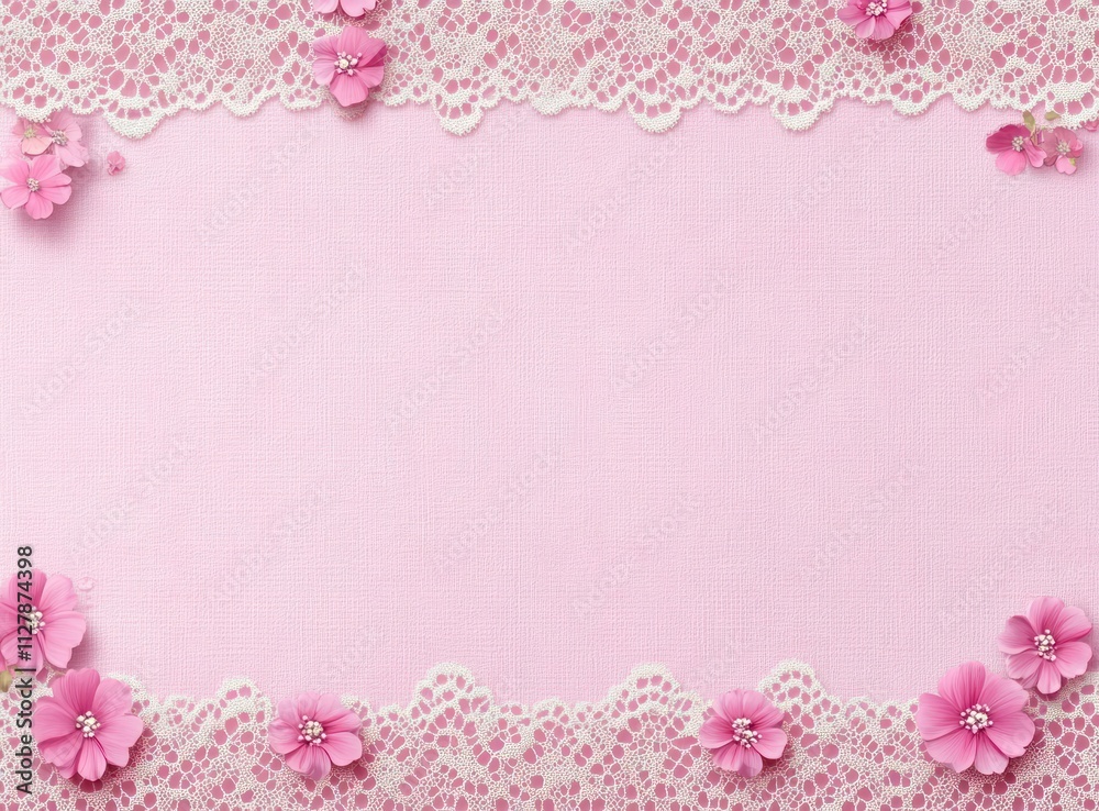 Delicate Lace Pink Floral Frame Background for Invitations and Cards Delicate Lace Pink Floral Frame Background for Invitations and Cards