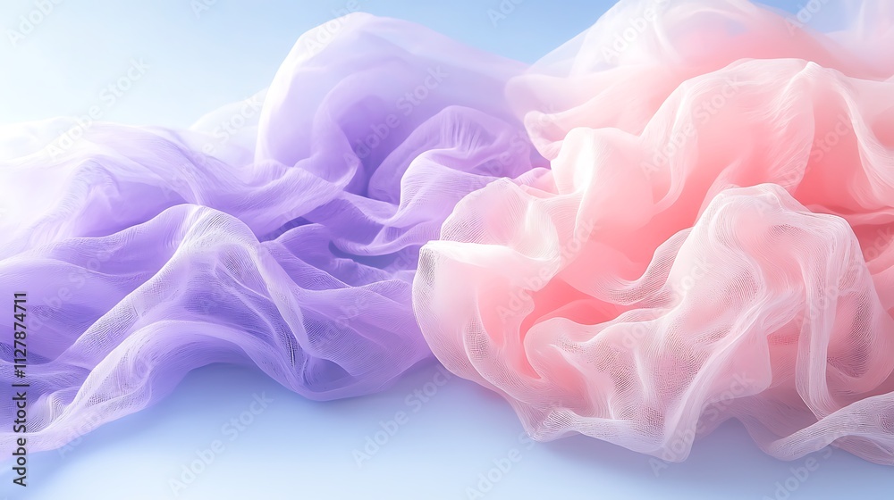Fototapeta premium Soft pastel ribbons for a romantic valentine's day background in studio setting