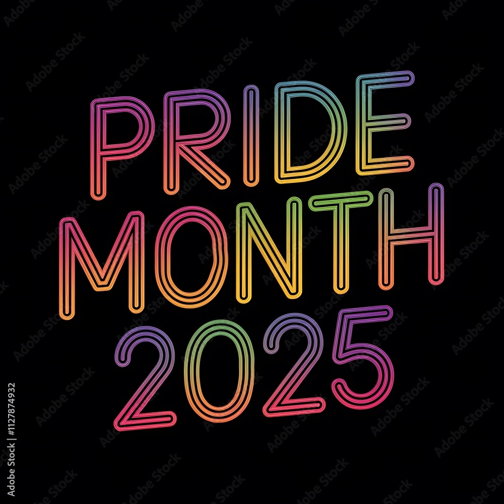 Pride Month 2025 Rainbow Text Design Pride Month 2025 Rainbow Text Design