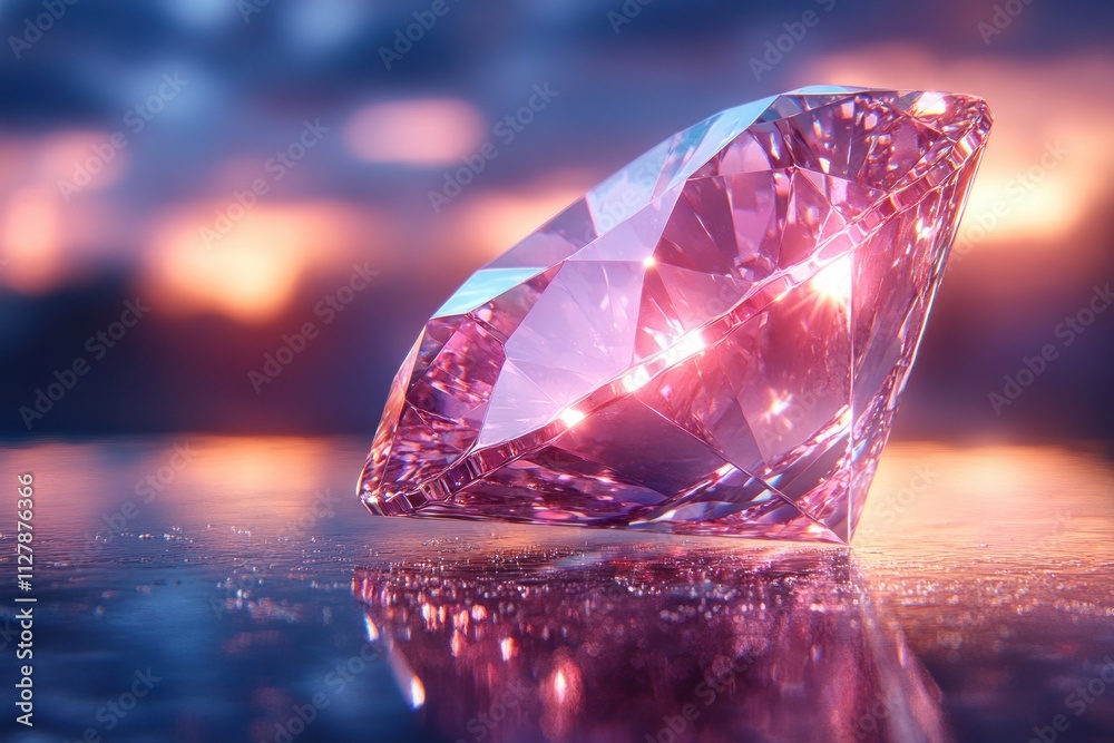 Glowing Diamond Illustration Featuring Intricate Facets and Sparkling Reflections in a Luxurious Atmosphere Glowing Diamond Illustration Featuring Intricate Facets and Sparkling Reflections in a Luxurious Atmosphere