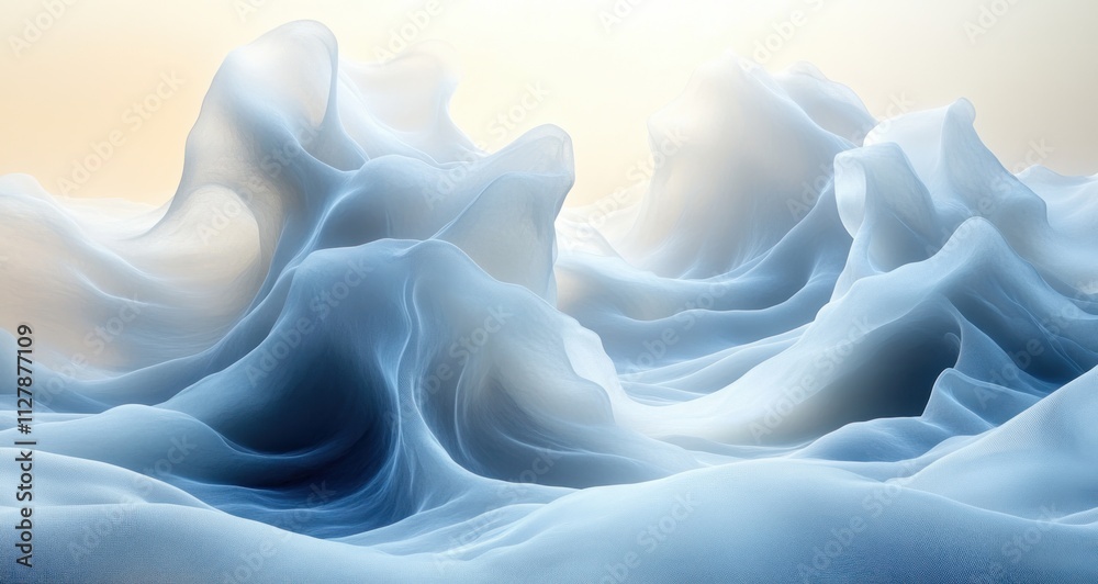 Obraz premium Ethereal White Waves Dynamic Light Abstract Background