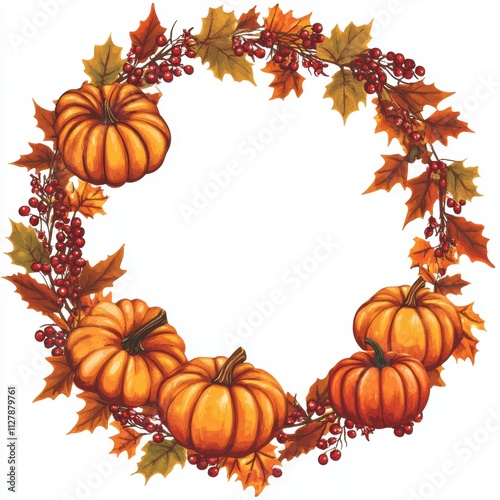 Fall theme greeting card template design with pumpkin.