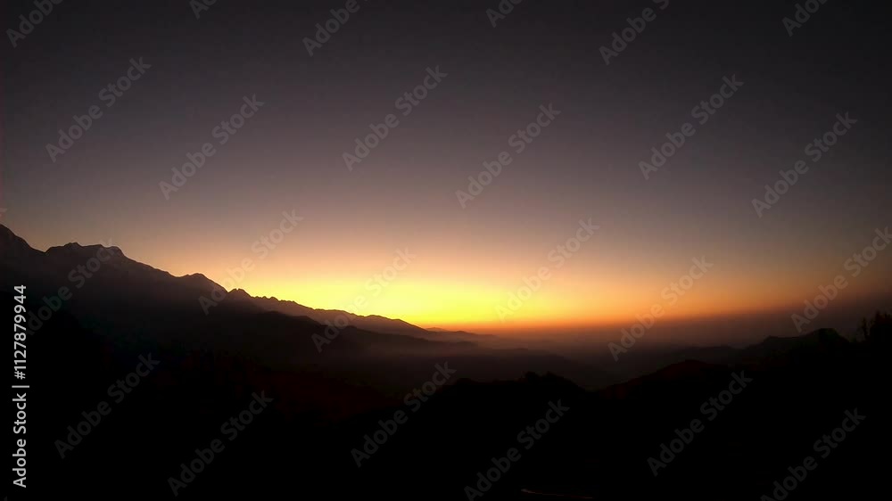 Landscape view of Sunrise over the Mountain in Nepal.