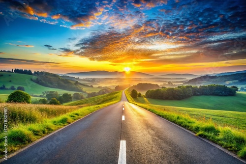 Serene Start Line on an Empty Country Road Symbolizing New Beginnings and Fresh Opportunities for Product Photography