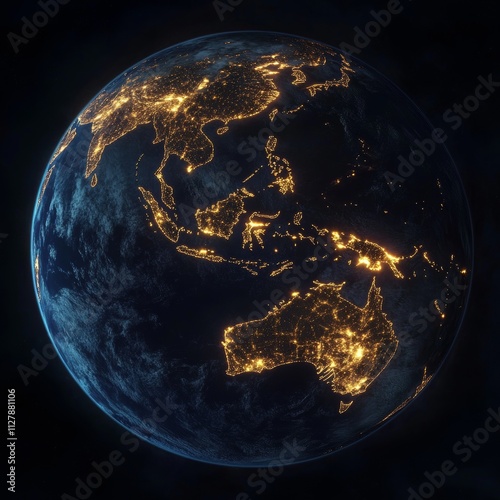 Stunning Night View of Earth from Space with City Lights Visible
