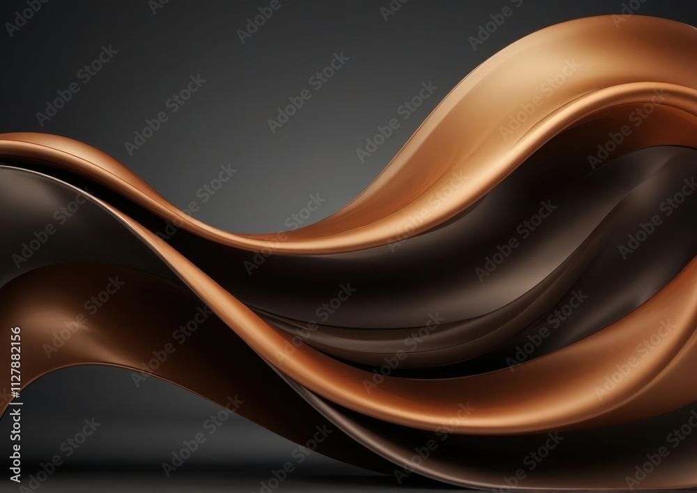 Obraz premium Abstract Metallic Waves: Luxury Brown and Black Texture Art. Used in advertising campaigns for products featuring metallic, bronze, or earthy tones