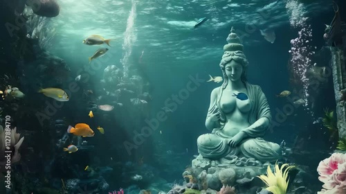 the statue of the woman underwater