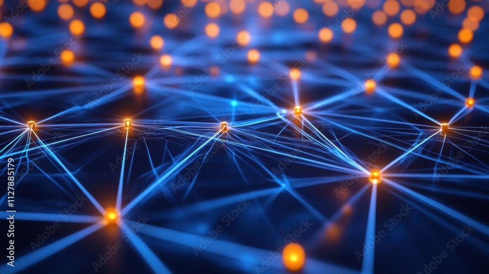 Fototapeta premium Exploring complex network systems: a visual journey into interconnected nodes and lines