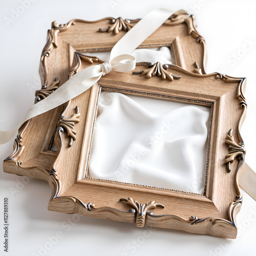 Exquisite vintage frames on a soft surface await your cherished memories, photography of still life concept.