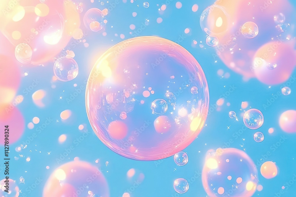 Whimsical Floating Bubbles Fantasy Sky Background