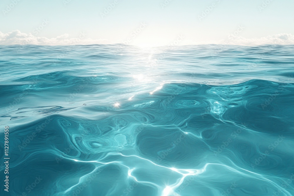 Fototapeta premium Clear Blue Water Surface Background Illustration for Summer Vacation