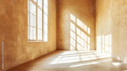 Sunlit Room With Plaster Walls and Large Window