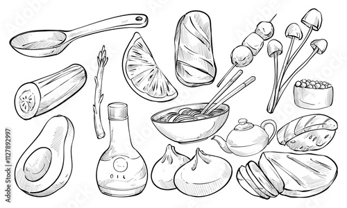 asian food handdrawn collection