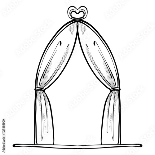 wedding curtain handdrawn illustration
