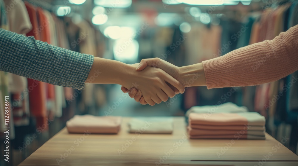 Handshaking with background of a shopping mall store. Handshaking with background of a shopping mall store.