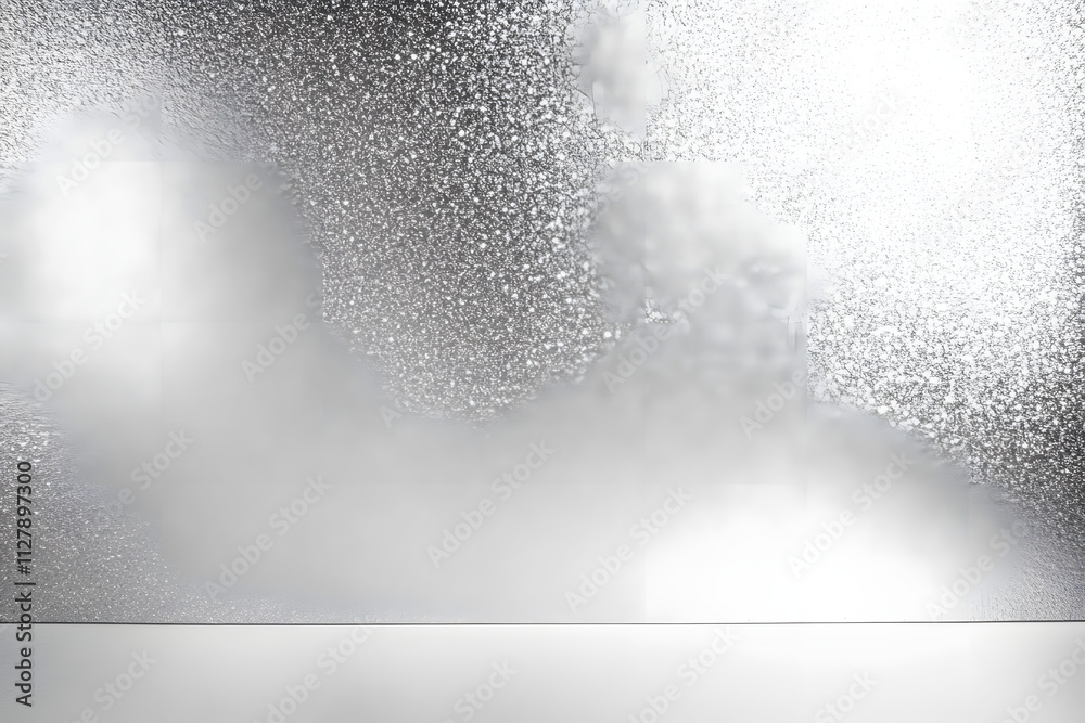 Obraz premium Glowing white silver glitter paper wall with copy space, abstract texture background