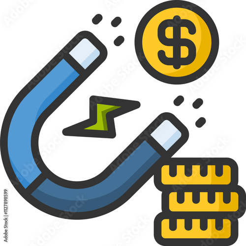 Attract money icon for fintech, financial, finance, banking, digital, innovation, security, money, bank, tech, cryptocurrency, blockchain and technology