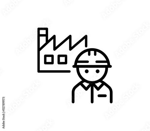 工場で働く人のシンプルなアイコンイラスト　ベクター

