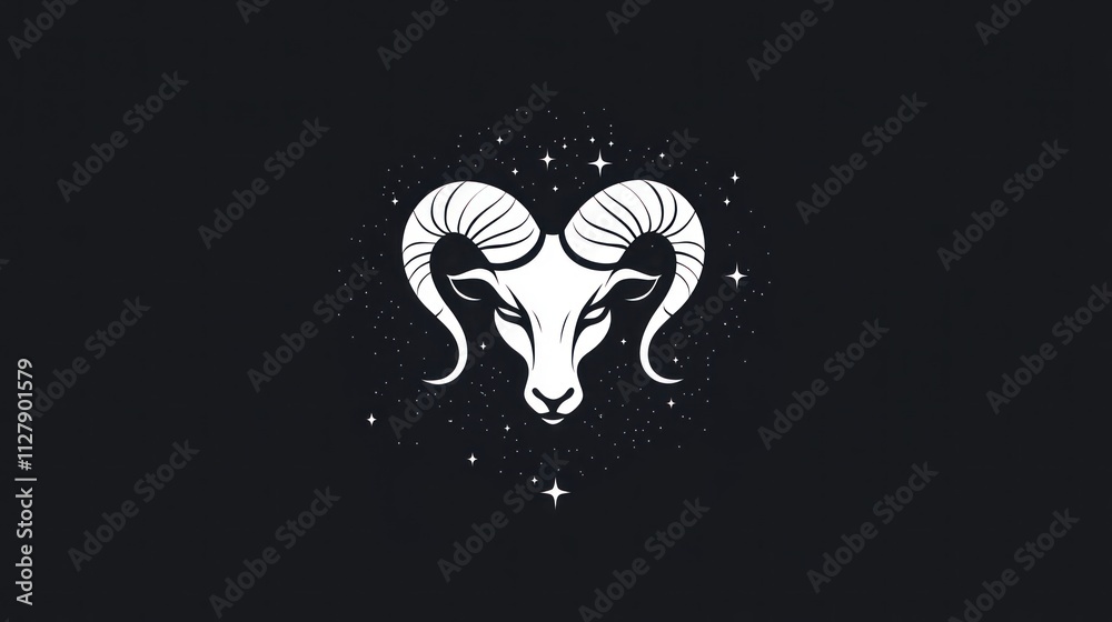 logo for aries zodiac symbol with modern, minimalist style in black and white. logo for aries zodiac symbol with modern, minimalist style in black and white.