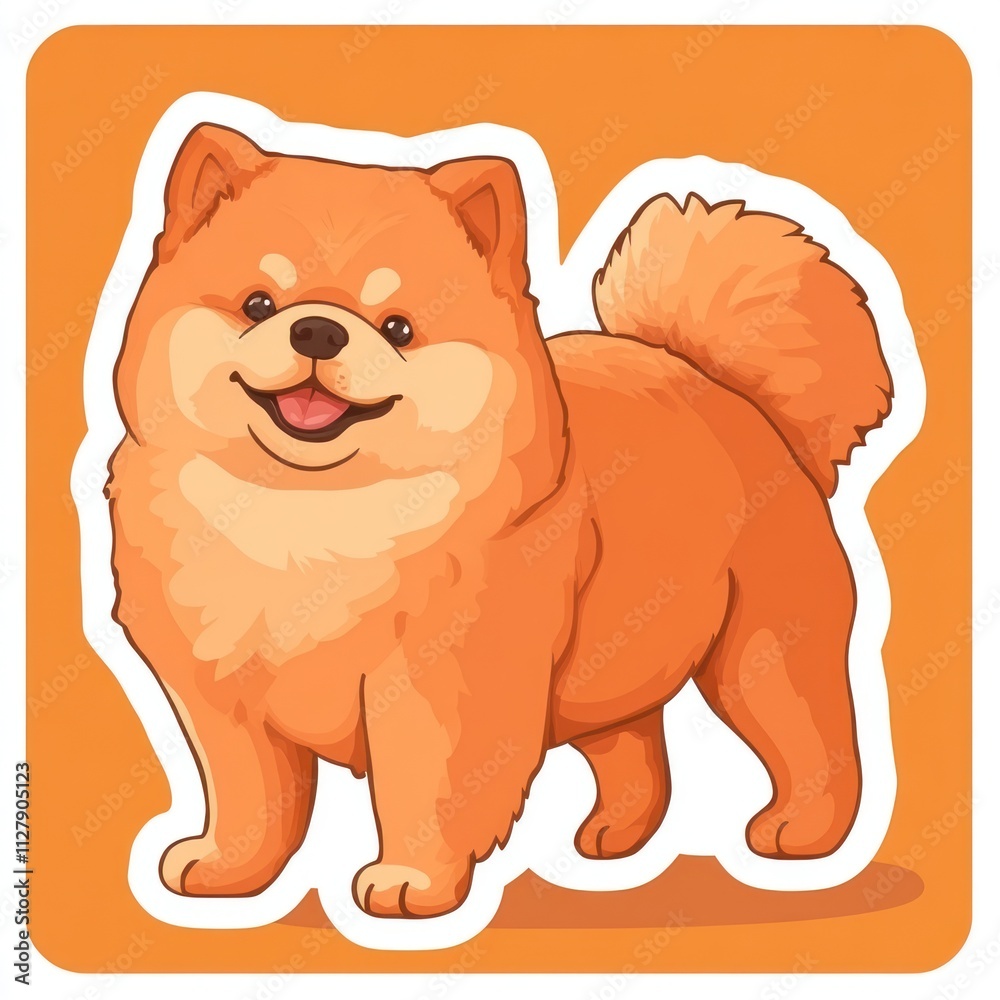 Cute orange fluffy dog cartoon illustration. Cute orange fluffy dog cartoon illustration.