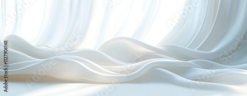 Ethereal White Silk Drapes Illuminated by Sunlight in Contemporary Design