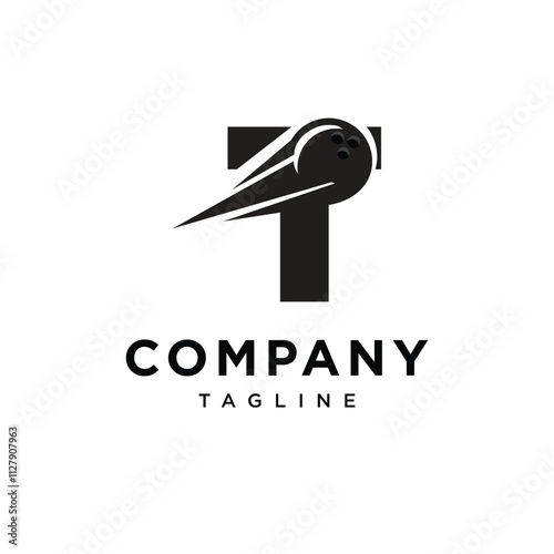 Letter T Bowling Logo Icon Vector
