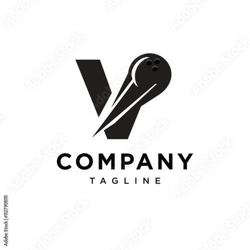 Letter V Bowling Logo Icon Vector