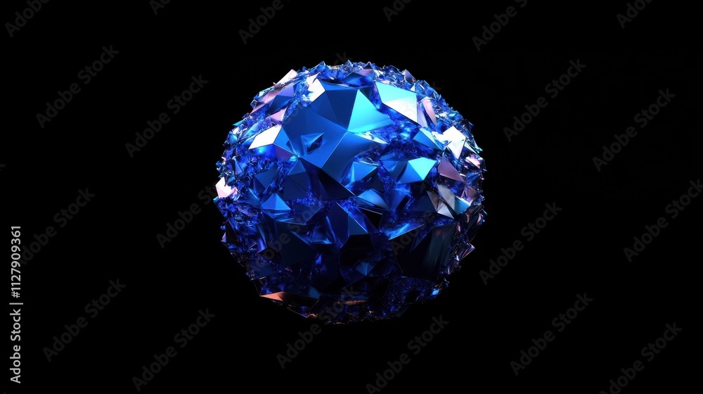 Abstract blue crystal sphere on black background. Abstract blue crystal sphere on black background.