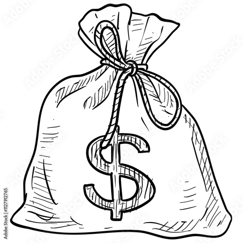 Classic Moneybag Design Handdrawn Illustration