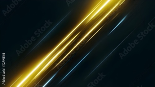 Dynamic glowing yellow streaks on a dark background creating a futuristic and sleek abstract design for modern digital