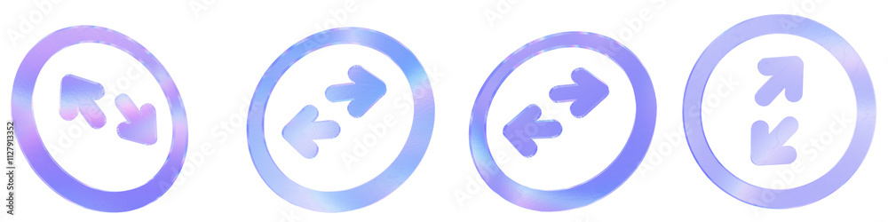 Set of 4 3d glass switch arrow outline shape with aberration effect isolated on a transparent background. Blue tone. 3d transparent elements for graphic design. Set of 4 3d glass switch arrow outline shape with aberration effect isolated on a transparent background. Blue tone. 3d transparent elements for graphic design.