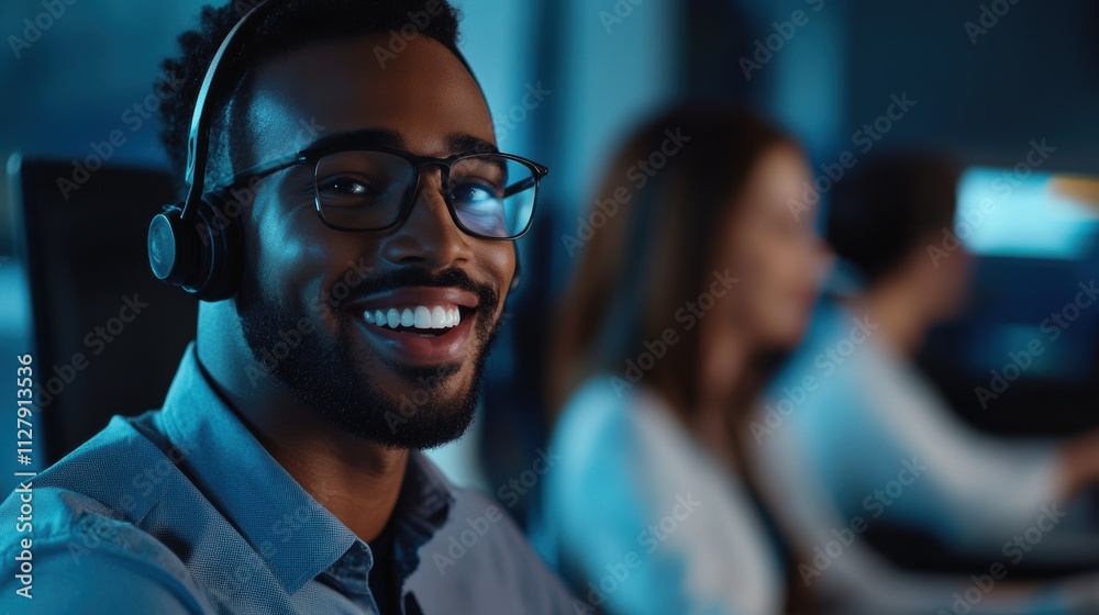 Fototapeta premium A team of customer support representative with headset