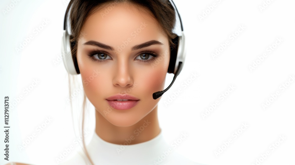 Customer support representative with headset Customer support representative with headset