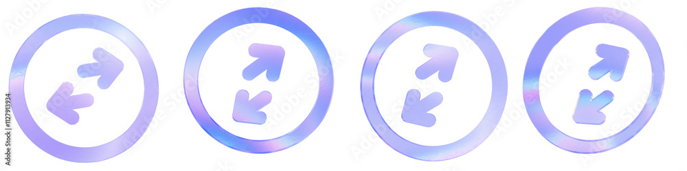 Set of 4 3d glass switch arrow outline shape with aberration effect isolated on a transparent background. Blue tone. 3d transparent elements for graphic design. Set of 4 3d glass switch arrow outline shape with aberration effect isolated on a transparent background. Blue tone. 3d transparent elements for graphic design.
