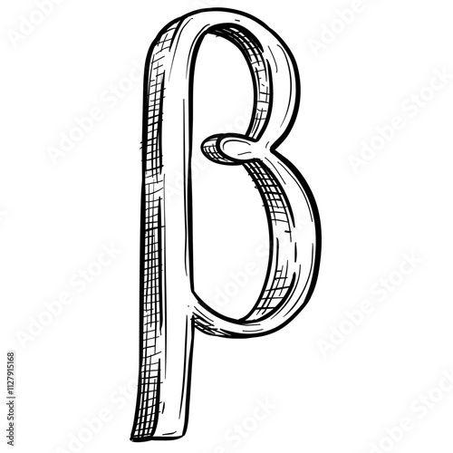 Beta Symbol Design Handdrawn Illustration