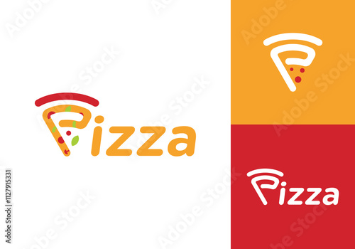 letter P and pizza logo design. food and restaurant symbol vector template