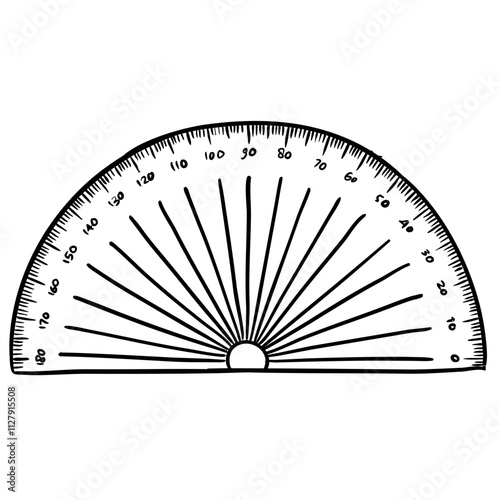 Protractor Ruler Handdrawn Illustration