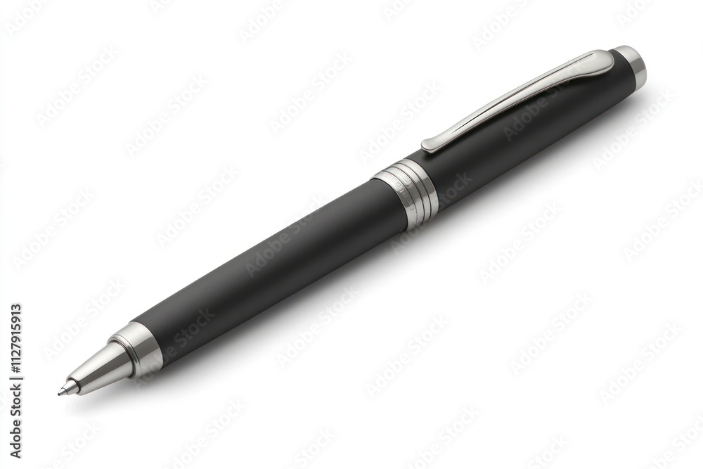 Black ballpoint pen isolated on white background. Black ballpoint pen isolated on white background.