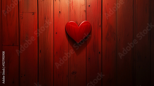 Heart symbol on a wooden wall set for Valentine's Day celebration decoration