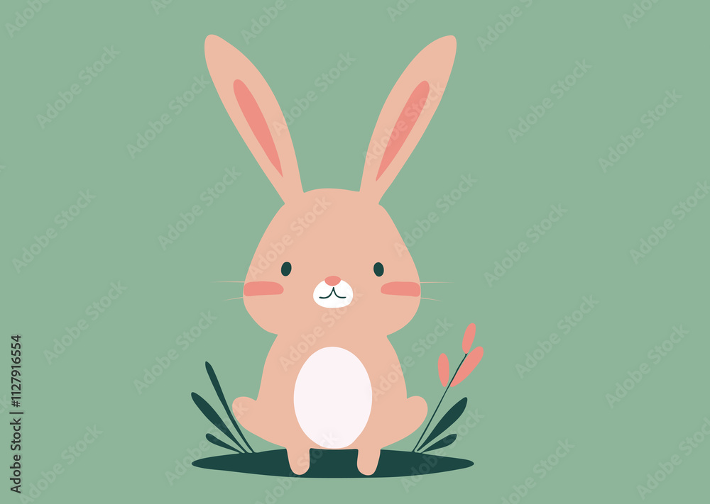 ピンク色のうさぎと原っぱ ピンク色のうさぎと原っぱ