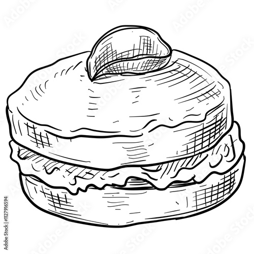 Cream Puff Dessert Handdrawn Illustration