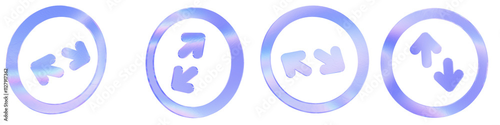 Set of 4 3d glass switch arrow outline shape with aberration effect isolated on a transparent background. Blue tone. 3d transparent elements for graphic design. Set of 4 3d glass switch arrow outline shape with aberration effect isolated on a transparent background. Blue tone. 3d transparent elements for graphic design.