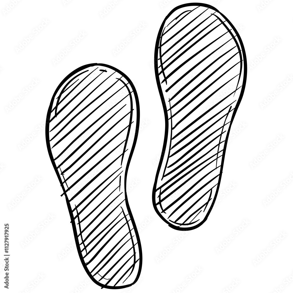 Human Footprints Handdrawn Illustration Human Footprints Handdrawn Illustration