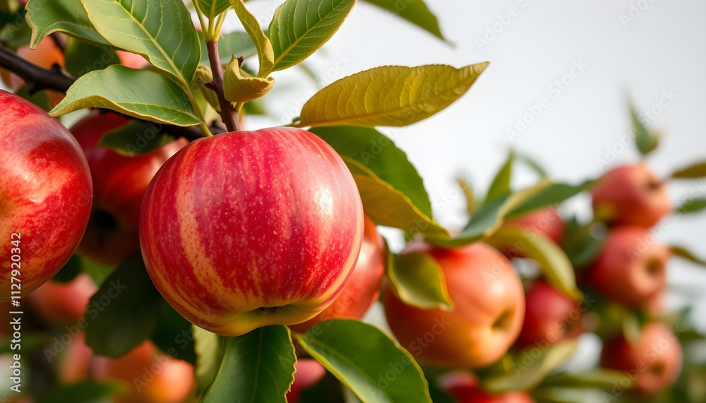 Ripe red apples on a branch of apple tree in orchard Ripe red apples on a branch of apple tree in orchard