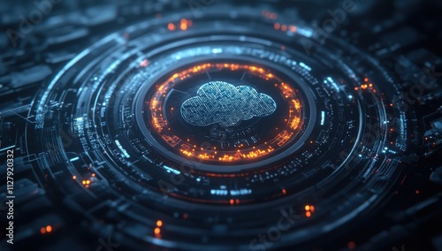 Wallpaper Mural Digital cloud computing technology with intricate circuit patterns and glowing elements representing data management, connectivity, and futuristic design in a high-tech environment Torontodigital.ca